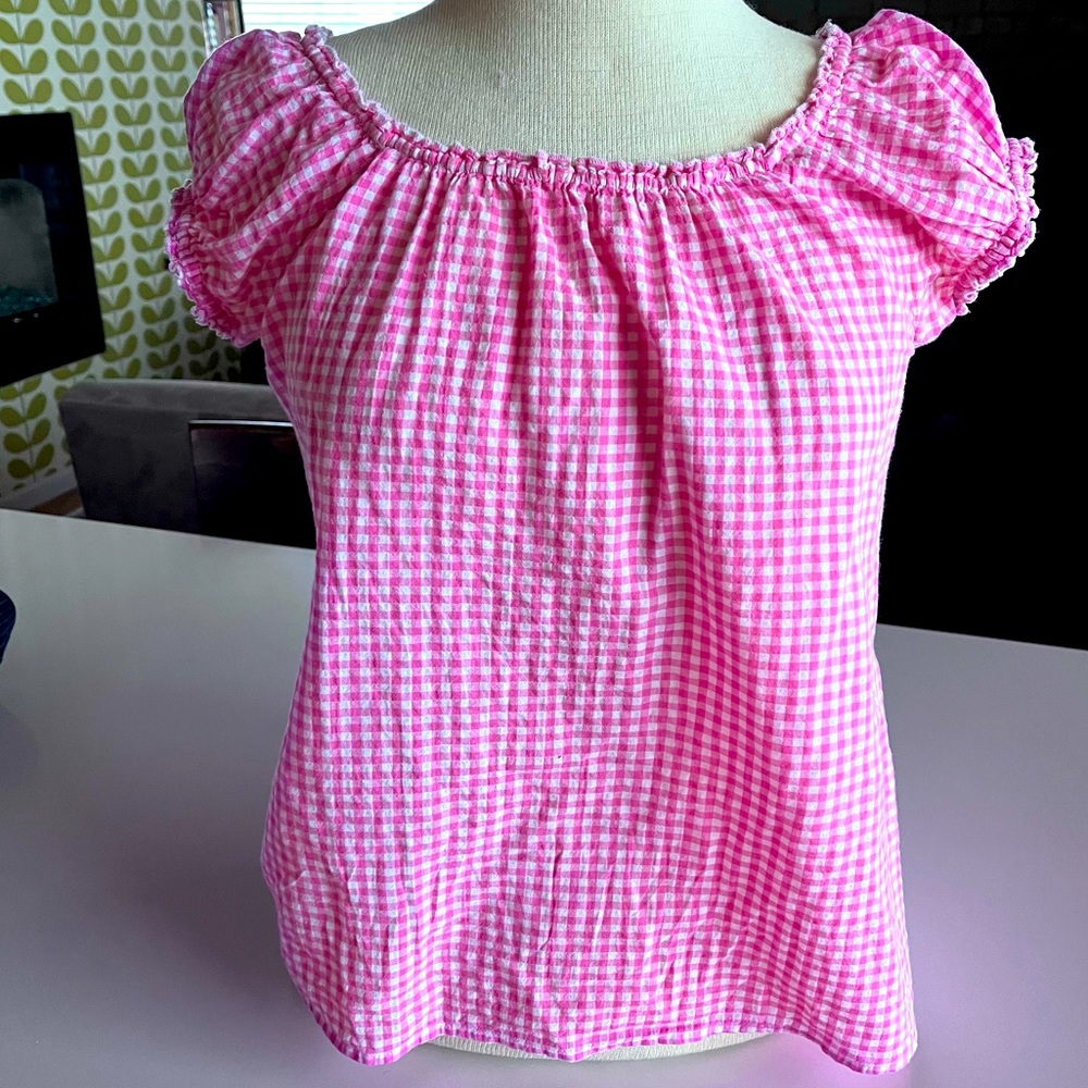 J. Crew Pink and White Gingham Top - XS